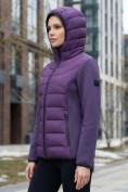 Оптом Куртка женская гибридная стёганая с капюшоном с графеновой подкладкой фиолетового цвета 9630_1F, фото 2