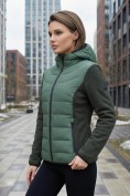 Оптом Куртка женская гибридная стёганая с капюшоном с графеновой подкладкой цвета хаки 9630_1Kh, фото 2