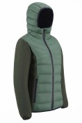 Оптом Куртка женская гибридная стёганая с капюшоном с графеновой подкладкой цвета хаки 9630_1Kh, фото 3