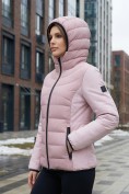 Оптом Куртка женская гибридная стёганая с капюшоном с графеновой подкладкой розового цвета 9630_1R, фото 3