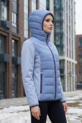 Оптом Куртка женская гибридная стёганая с капюшоном с графеновой подкладкой синего цвета 9630_1S, фото 3
