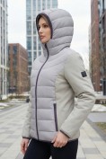 Оптом Куртка женская гибридная стёганая с капюшоном с графеновой подкладкой серого цвета 9630_1Sr, фото 3