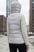 Оптом Куртка женская гибридная стёганая с капюшоном с графеновой подкладкой серого цвета 9630_1Sr, фото 2