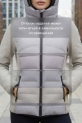 Оптом Куртка женская гибридная стёганая с капюшоном с графеновой подкладкой серого цвета 9630_1Sr, фото 4
