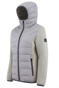 Оптом Куртка женская гибридная стёганая с капюшоном с графеновой подкладкой серого цвета 9630_1Sr, фото 2