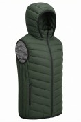 Оптом Мужской лёгкий стёганый жилет Valianly с капюшоном цвета хаки 9635_1Kh, фото 6