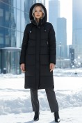 Оптом Пальто утепленное стеганное зимнее с капюшоном женское черного цвета 9636_1Ch, фото 4