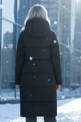 Оптом Пальто утепленное стеганное зимнее с капюшоном женское черного цвета 9636_1Ch, фото 3