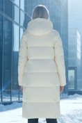 Оптом Пальто утепленное стеганное зимнее с капюшоном женское светло-бежевого цвета 9636_1SB, фото 4