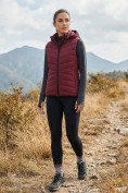 Оптом Женский лёгкий стёганый жилет Valianly с капюшоном бордового цвета 9636_2Bo