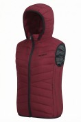 Оптом Женский лёгкий стёганый жилет Valianly с капюшоном бордового цвета 9636_2Bo, фото 5