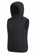 Оптом Женский лёгкий стёганый жилет Valianly с капюшоном черного цвета 9636_2Ch, фото 5