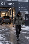 Оптом Мужская зимняя стёганая куртка с графеновой подкладкой цвета хаки 9651Kh, фото 5