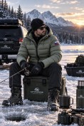 Оптом Мужская зимняя стёганая куртка с графеновой подкладкой зеленого цвета 9651Z, фото 2