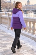 Оптом Куртка для девочки стёганая зимняя с капюшоном фиолетового цвета 9656_2F, фото 4