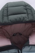 Оптом Куртка для девочки стёганая зимняя с капюшоном цвета хаки 9656_2Kh, фото 4
