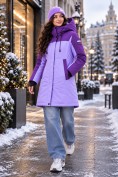 Оптом Женская зимняя парка с графеновой подкладкой фиолетового цвета 9658F, фото 4