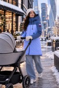 Оптом Женская зимняя парка с графеновой подкладкой синего цвета 9658S, фото 2