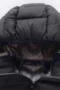 Оптом Мужская удлинённая зимняя куртка с V-образной стёжкой черного цвета 9659Ch, фото 9
