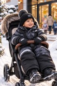 Оптом Комбинезон горнолыжный зимний для мальчика темно-серого цвета 9661TC, фото 3