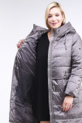 Оптом Куртка зимняя женская классическая коричневого цвета 98-920_48K, фото 6