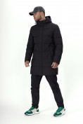 Оптом Куртка удлинённая мужская зимняя черного цвета 99777Ch в Екатеринбурге, фото 2