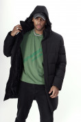 Оптом Куртка удлинённая мужская зимняя черного цвета 99777Ch в Казани, фото 28