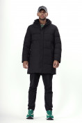 Оптом Куртка удлинённая мужская зимняя черного цвета 99777Ch в Казани, фото 9