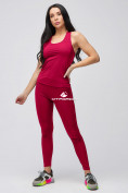 Оптом Спортивный костюм для фитнеса женский бордового цвета 21104Bo, фото 3