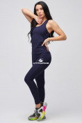 Оптом Спортивный костюм для фитнеса женский темно-синего цвета 21104TS в Новосибирске