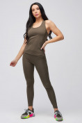 Оптом Спортивный костюм для фитнеса женский цвета хаки 21104Kh в Самаре