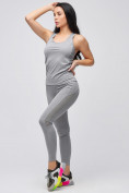 Оптом Спортивный костюм для фитнеса женский серого цвета 21104Sr в Перми