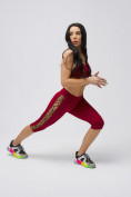 Оптом Спортивный костюм для фитнеса женский бордового цвета 21107Bo в Санкт-Петербурге