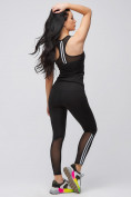 Оптом Спортивный костюм для фитнеса женский черного цвета 21106Ch в Омске