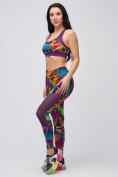 Оптом Спортивный костюм для фитнеса женский фиолетового цвета 21102F в Сочи, фото 5