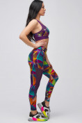 Оптом Спортивный костюм для фитнеса женский фиолетового цвета 21102F в Казани, фото 11