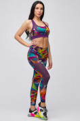 Оптом Спортивный костюм для фитнеса женский фиолетового цвета 21102F в Воронеже, фото 8