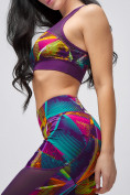 Оптом Спортивный костюм для фитнеса женский фиолетового цвета 21102F, фото 4