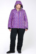 Оптом Костюм горнолыжный женский большого размера фиолетового цвета 018112F в Омске, фото 13