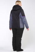 Оптом Куртка горнолыжная женская большого размера черного цвета 1934Ch, фото 8
