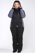Оптом Куртка горнолыжная женская большого размера черного цвета 1934Ch, фото 10