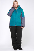 Оптом Костюм горнолыжный женский большого размера зеленого цвета 01934Z в  Красноярске, фото 2