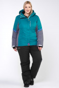 Оптом Костюм горнолыжный женский большого размера зеленого цвета 01934Z в Екатеринбурге, фото 11